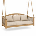Schaukelbank aus Teakholz mit Polyesterkissen Beige 200cm