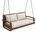 Holzschaukelbank mit Polyesterkissen Braun/Beige