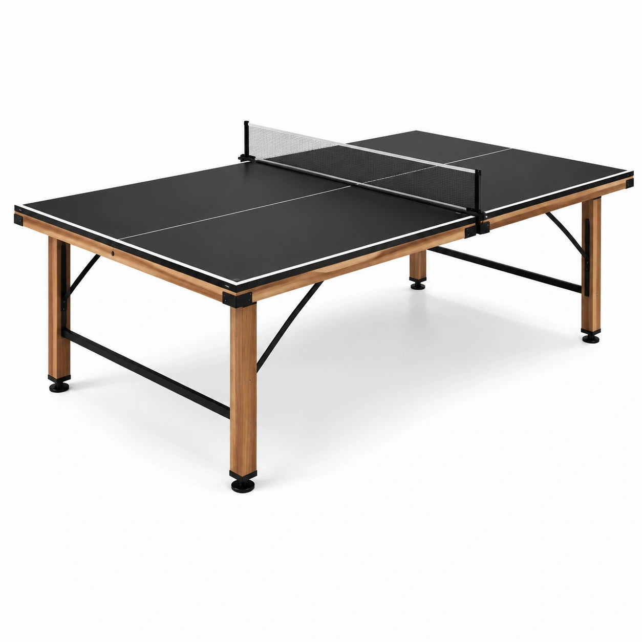 Tischtennistisch aus MDF mit Kiefernholzbeinen Schwarz