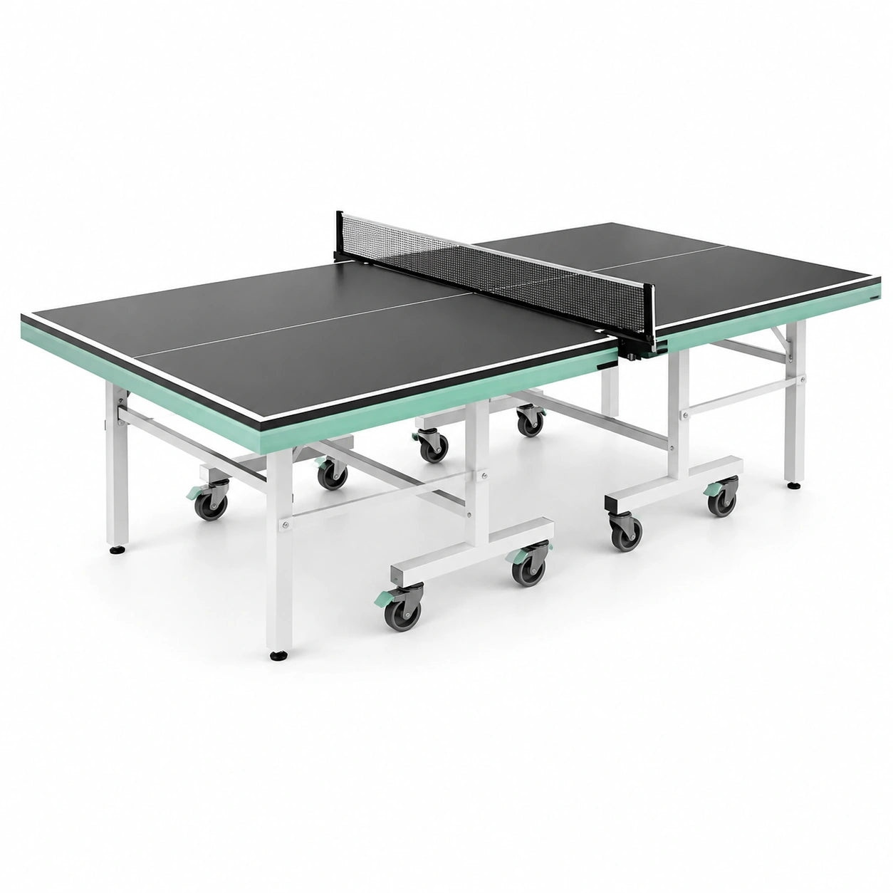 Klapptischtennistisch aus MDF mit Rädern, Schwarz/Grün
