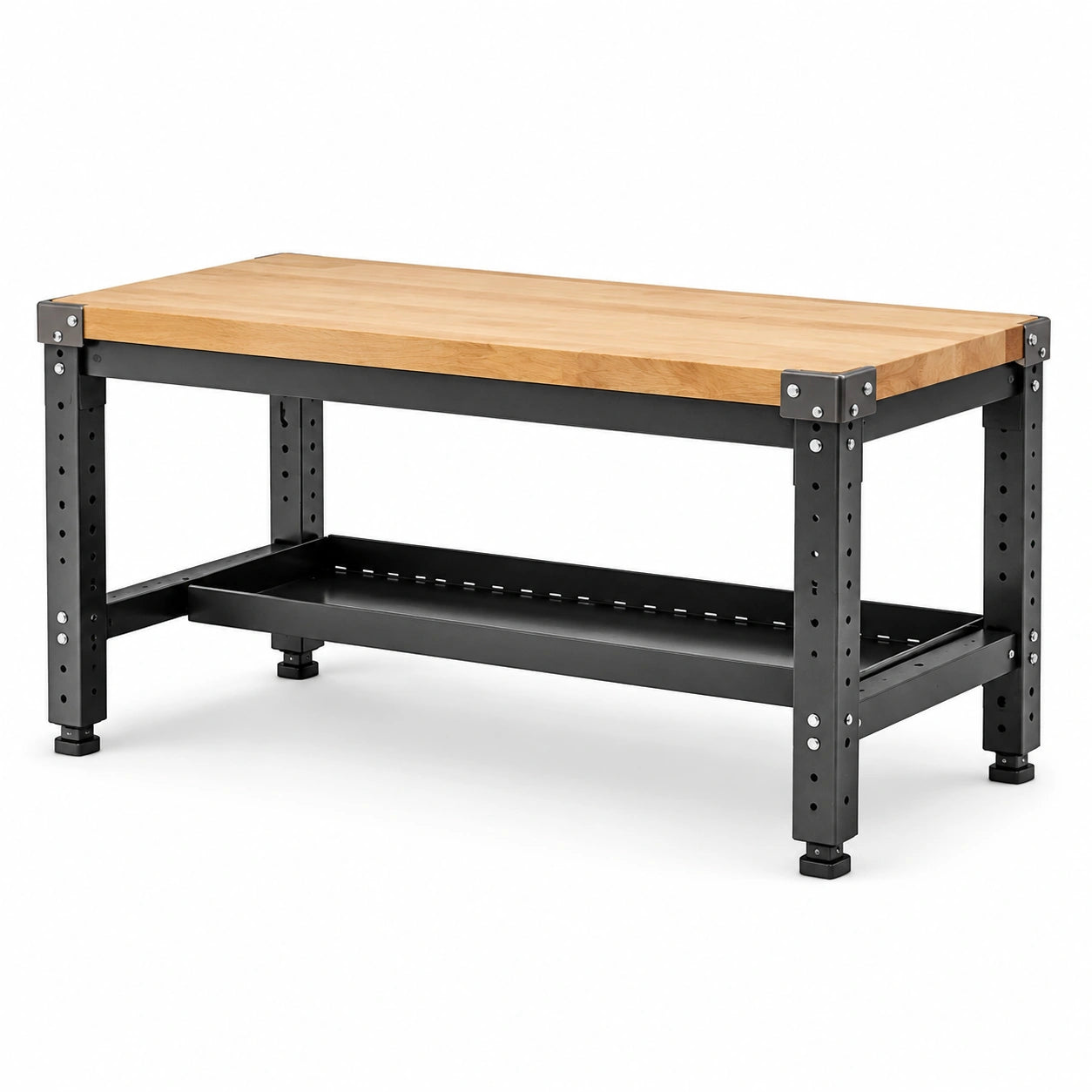 Werkbank Eichenplatte Stahlgestell Natur/Schwarz 120x60x85 cm