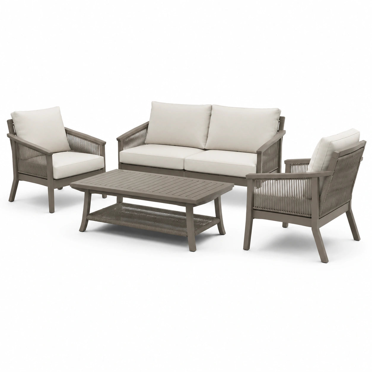Aluminium Gartenlounge Set mit 2 Sesseln und Sofa