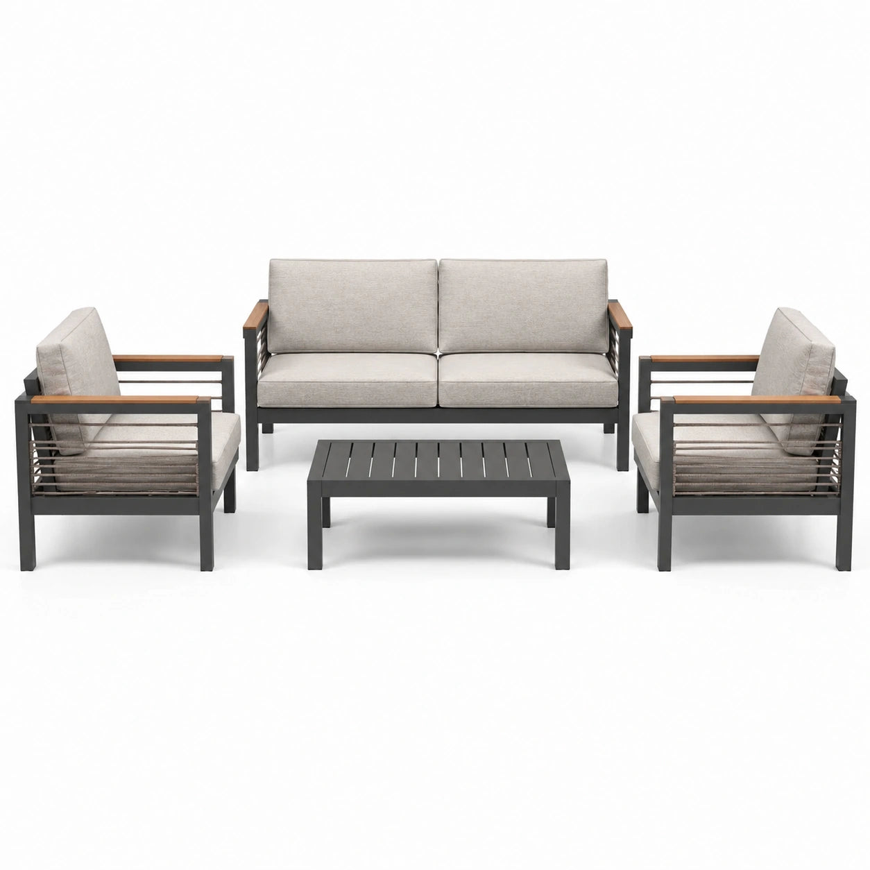 Gartenlounge Set Aluminium mit Textil Kissen