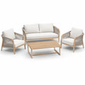 Holz Gartenmöbel-Set mit Sofa, Sesseln und Tisch, Beige