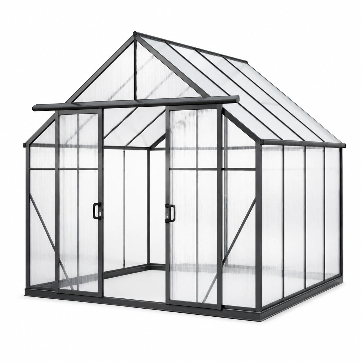 Gewächshaus Aluminiumrahmen mit 4mm Polycarbonat, Schwarz