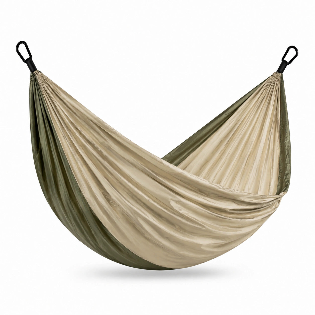 Hängematte Outdoor 280x140 cm Fallschirmnylon Khaki/Grün – vramelion
