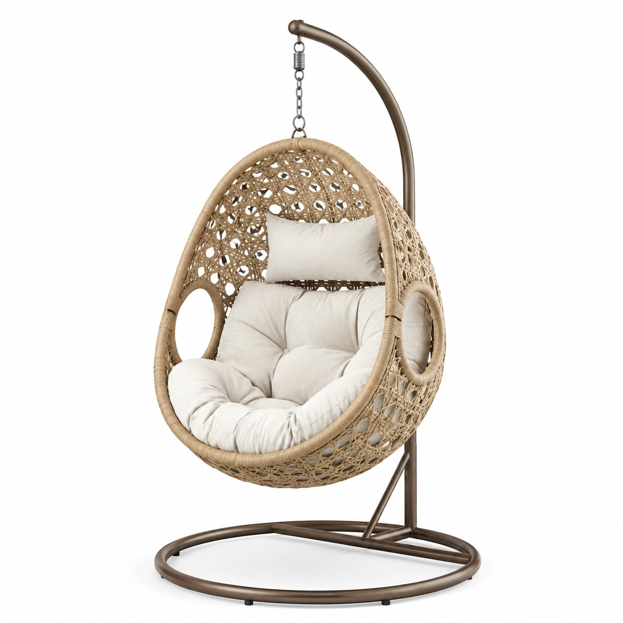 Hängesessel Rattan und Stahl Beige