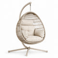 Hängesessel Ei-Form Rattan Stahl Beige