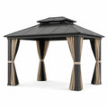 Pavillon Rechteckig 3x4m Aluminium Polycarbonat Schwarz/Beige
