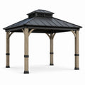 Pavillon aus Holz und Aluminium mit Stahldach 300x300cm Schwarz/Braun